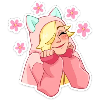 ☺️ sticker, mignon, kawaii, rose, fleurs, dessin animé whatsapp sticker