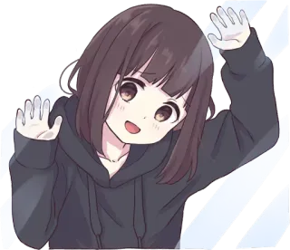 😙 Animé, Fille, Fenêtre, Mignon, Dessin animé telegram sticker