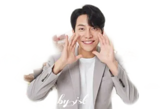 👐 by jst мужчина, кореец, костюм, портрет, улыбка whatsapp sticker