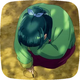 🤔 イラスト, 女性, アニメ, マンガ, 円, しゃがむ telegram sticker