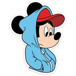 😒 Mickey Mouse cartoon, character, Mickey Mouse, Disney, hoodie, red hat, sticker telegram sticker