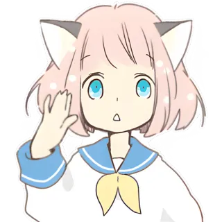 👋 สาวอนิเมะ, หูแมว, น่ารัก, การ์ตูน, ภาพประกอบ, คาวาอิ whatsapp sticker