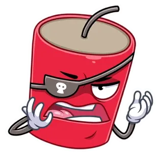 🤦‍♂ dinamite, pirata, explosão, desenho animado, raiva, perigoso whatsapp sticker