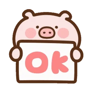⭐️ OK maiale, carino, ok, d'accordo, approvazione, cartone animato telegram sticker