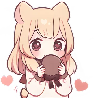 😋 애니메이션, 귀여운, 소녀, 카와이, 하트, 곰, 만화, 스티커 telegram sticker