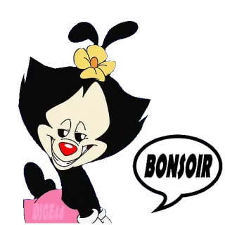 🌗 Dot Warner Animaniacs BONSOIR dibujos animados, personaje, Animaniacs, Dot Warner, hola, saludo, Bonsoir telegram sticker