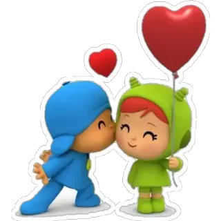 🕳 Pocoyo programa infantil, desenho animado, amizade, amor, beijo telegram sticker