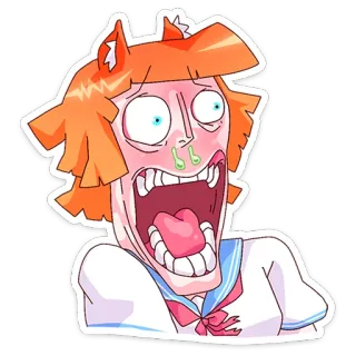 😲 动漫, 卡通, 表情, 尖叫, 搞笑, 疯狂, 扭曲, 脸 telegram sticker