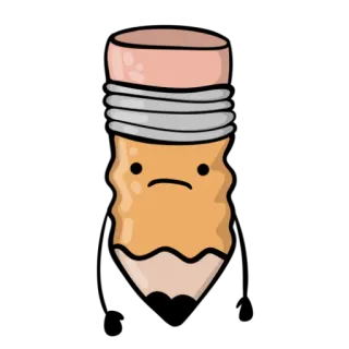 😔 lápis, triste, desenho animado, escola, desenho, escrita whatsapp sticker