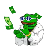 💸 Pepe the Frog Ếch Pepe, tiền, giàu có, kính râm, meme whatsapp sticker