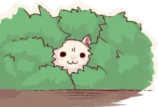 🙂 cat, hiding, bush, peeking, cute, animal telegram sticker