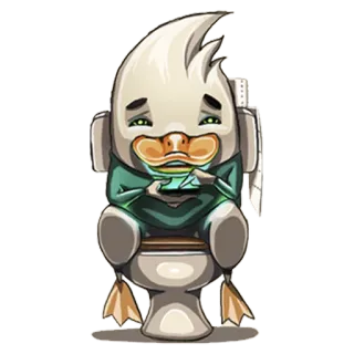 🚽 pato, sanita, triste, desenho animado, sentado, banheiro whatsapp sticker