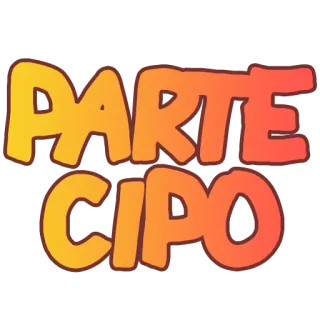 ✊ PARTECIPO! Italiano, fiesta, celebración, naranja, palabra, participación whatsapp sticker
