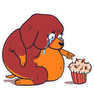 🍰 anjing, menangis, cupcake, sedih, kartun telegram sticker