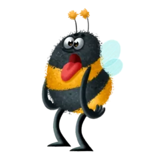 🥳 пчела, животное, мультфильм, смешной, насекомое, наклейка telegram sticker
