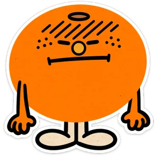 😐 oranye, kartun, karakter, stiker telegram sticker
