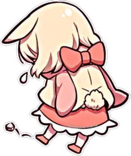 😢 chibi, weinend, traurig, Anime, Schleife, süß, Illustration, Aufkleber telegram sticker