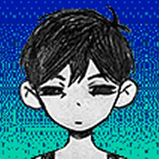 😞 Omori jeu vidéo, pixel art, protagoniste, personnage, noir et blanc telegram sticker
