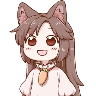😃 Cartoon, Anime, Meisje, Dierenoren, Schattig, Kawaii telegram sticker