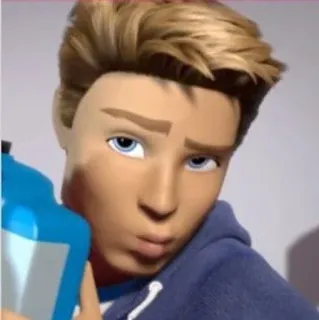 😗 Ken Cartoonfigur, animiert, männlich, Wasserflasche telegram sticker