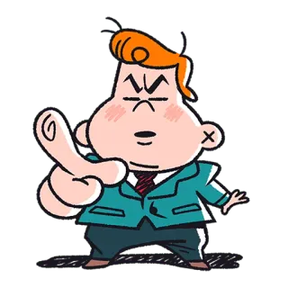 🫵 Desenho animado, Homem, Gesto dedo, Grosseiro, Desrespeitoso, Irritado telegram sticker