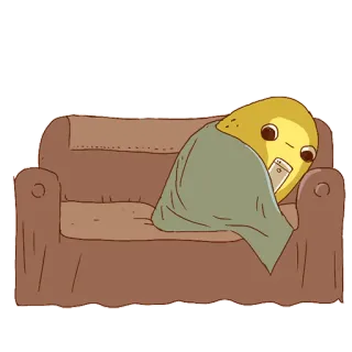 🛋 Мультфильм, Диван, Одеяло, Телефон, Ленивый, Персонаж telegram sticker