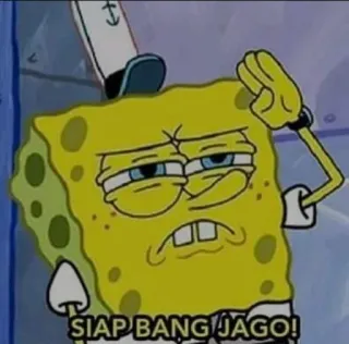 👌 Spongebob SIAP BANG JAGO! spongebob, dessin animé, mème, salut, prêt telegram sticker