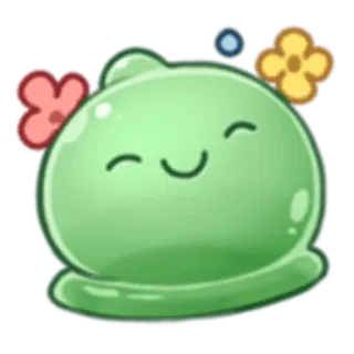 ☺️ слайм, милый, каваий, зеленый, капля, мультяшный, счастливый telegram sticker