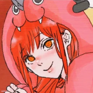 🍷 Makima Chainsaw Man Аниме, Манга, Персонаж, рыжие волосы, толстовка telegram sticker