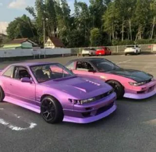 💜 Auto, Automobili, Veicoli, Auto rosa, Auto viola, Auto sportiva, Parcheggio telegram sticker