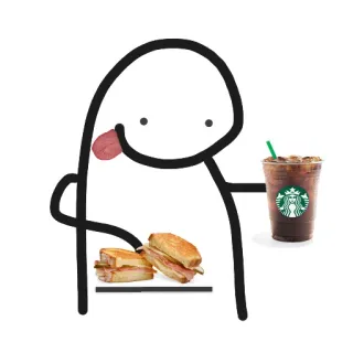 🥤 stick figure, food, coffee, Starbucks, sandwich, cartoon whatsapp sticker