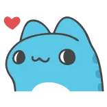 😙 kat, blauw, hart, schattig, dier, kawaii telegram sticker