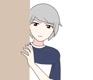 😳 Аниме, Манга, Мультфильм, Персонаж, Седые волосы, Смотрящий whatsapp sticker