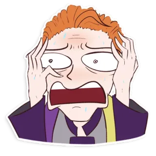 😰 shocked, scared, anxious, worried, cartoon, illustration, sticker telegram sticker
