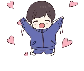 🥰 Anime, Chibi, Dễ thương, Kawaii, Hoạt hình, Nhân vật, Trái tim whatsapp sticker