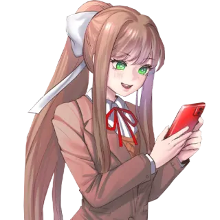 📱 Monika Doki Doki Literature Club! anime, monika, doki doki literature club, videogame, kawaii, waifu telegram sticker