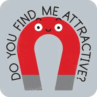 👺 DO YOU FIND ME ATTRACTIVE? магнит, привлекательный, смешной, юмор, шутка, каламбур telegram sticker