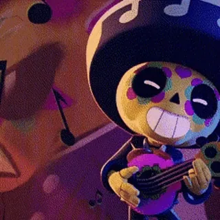 🎸 Poco Brawl Stars Poco, Personaje Brawl Stars, esqueleto, música, guitarra telegram sticker