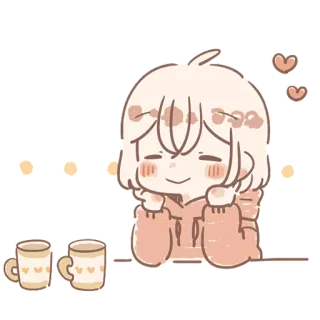 ☕ uwu Anime, Carino, Ragazza, Kawaii, Cuore, Caffè telegram sticker