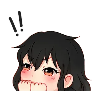 🍓 Ragazza anime, Sorpreso/a, Carino/a, Cartone animato, Adesivo, Emoticon whatsapp sticker