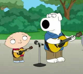 🧸 Stewie Griffin Family Guy cartoon, animation, comedy, Stewie Griffin, Brian Griffin, guitar telegram sticker