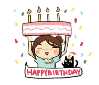 🎂 HAPPY BIRTHDAY anniversaire, gâteau, fête, chat, fête, dessin animé whatsapp sticker