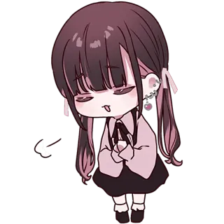 🙏 Anime, Meisje, Chibi, Schattig, Tong, Kawaii, Roze telegram sticker