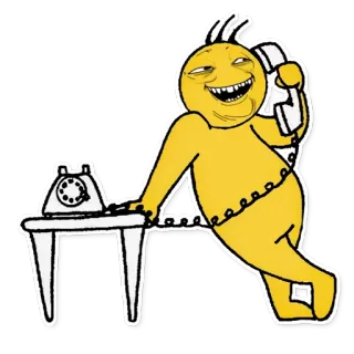 🌝 yellow, cartoon, telephone, call, office, funny, happy whatsapp sticker