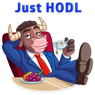 ☺️ Just HODL крипто, ходл, бык, инвестиции, акции, финансы telegram sticker