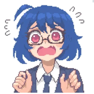 😅 anime, girl, nervous, scared, anxious, schoolgirl, pixel art telegram sticker