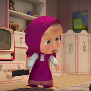 🤷‍♀ Masha Masha and the Bear Cartoon, Meisje, Kind, Masja, Animatie telegram sticker