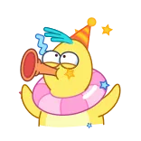 😜 Desenho animado, Festa, Celebração, Pássaro, Engraçado, Palhaço, Humor, Corneta de festa telegram sticker