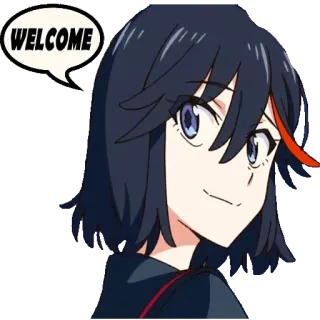 👇 Ryuko Matoi Kill la Kill WELCOME Anime, Willkommen, Ryuko, Kill la Kill, Begrüßung, Cartoon telegram sticker