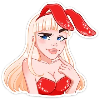 🤔 coelhinha, orelhas de coelho, mulher, loira, desenho animado, adesivo whatsapp sticker
